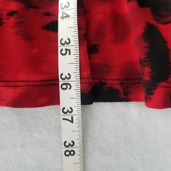 Connected Apparel Red Black Floral Print Dress 3/4 Length Sleeves, Size 12 - Picture 9 of 9
